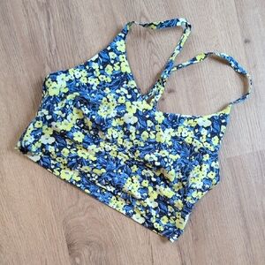 Aerie Offline Floral Strappy Bra Long Line Small